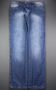 Pantalones de mezclilla para hombre TNG pierna recta lavado medio algodón 5 bolsillos talla 44 (EE. UU. 36x32) - Imagen 1 de 9
