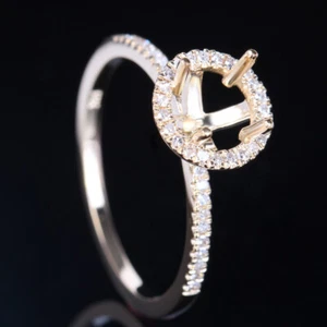 6mm Round Semi Mount Setting Diamonds Engagement Fine Ring Solid 10k Yellow Gold - Picture 1 of 6