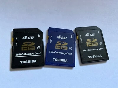 LOTE DE 3 TARJETAS DE MEMORIA TOSHIBA SDHC de 4 GB para cámaras SDHC NIKON CANON Foto 1 de 2