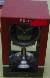 Relic Desk Clock - BRAND NEW IN BOX - GOLF BAG - SILVER COLOR - GREEN DIAL - Picture 1 of 5