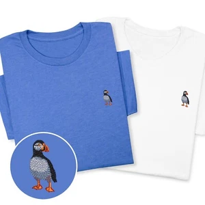 Puffin Embroidered T-Shirt, Cute Coastal Bird Gift, Nature Inspired Tee - Picture 1 of 50