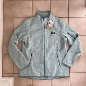 LL Bean Sweater Fleece Jacket Womens Large Light Mint Green New with Tags - Picture 1 of 11