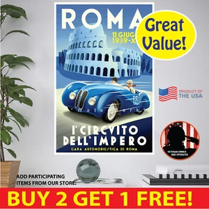 Travel Roma 1939 Retro POSTER MULTI. FORMATS PAPER CANVAS VINYL POSTCARD STICKER - Picture 1 of 15