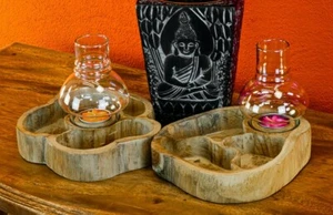 Lantern Bowl Decor Tealight Platter Snack Dish Candle Pastry Tray Glass - Picture 1 of 15