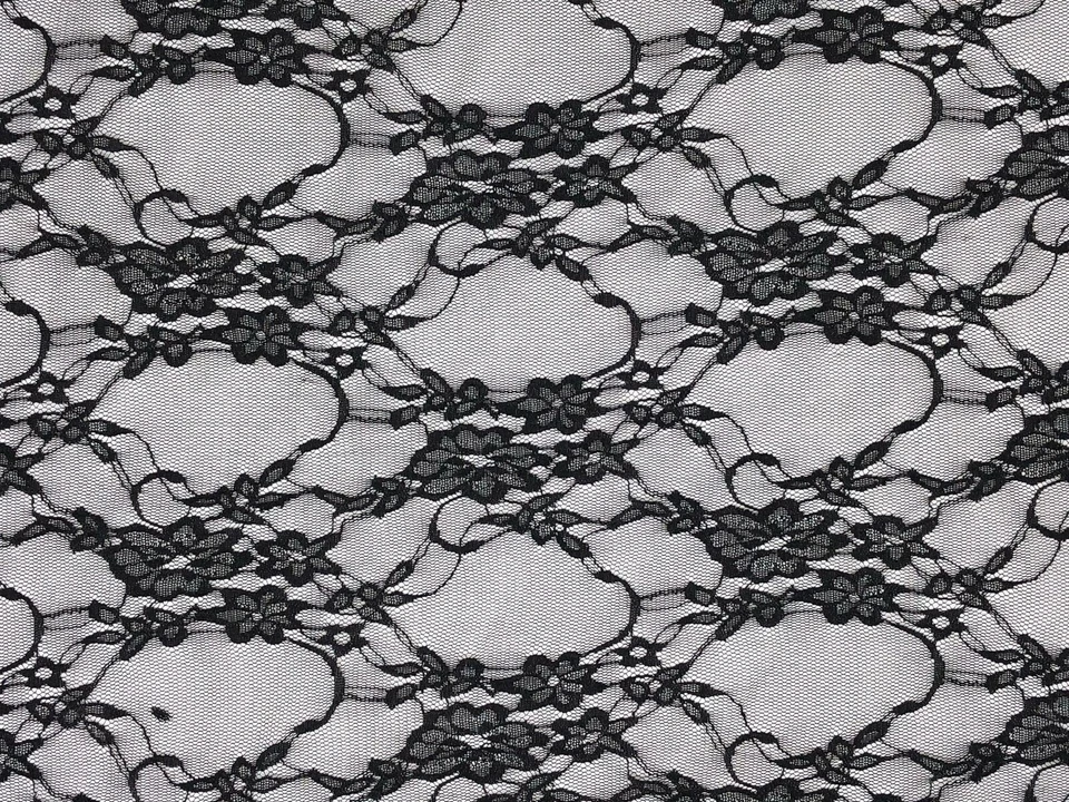 Tela elástica de 4 vías de encaje floral negro 55"-56" Foto 1 de 1