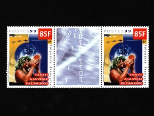 OPC 1999 French Polynesia Oceania Sc#768 Strip of 2 & Label MNH 37102 - Picture 1 of 1