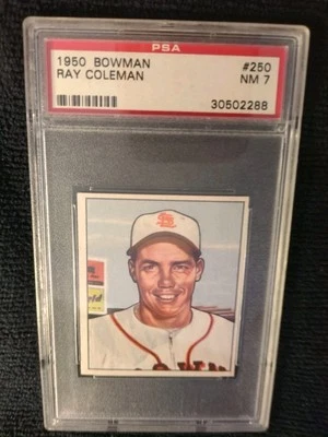 1950 Bowman #250 Ray Coleman With Copyright St Louis Browns  PSA 7 NM - Image 1 of 4