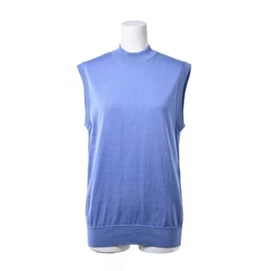 CHANEL Vintage Cotton Knit Vest With 4 Coco Mark Buttons 38 Blue Used - Picture 1 of 8