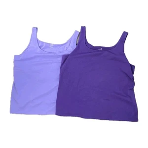 J.JILL WOMEN'S Lot 2 Purple SLEEVELESS PERFECT SHELF-BRA TANK TOP PLUS Sz 3X - Picture 1 of 11