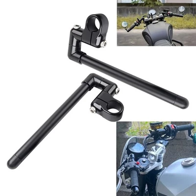 32MM Cafe Racer Bars 7/8" Motor Universal Clip-On Handlebar Fork Tube Black - Image 1 of 4