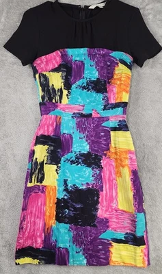 Vestido Trina Turk para mujer 2 fundas forrado de seda manga corta estampado abstracto cóctel Foto 1 de 4