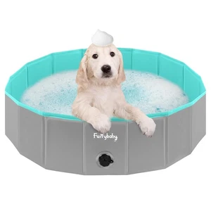 Dog Pool, Kiddie Pool Hard Plastic, Collapsible Pet Bath Foldable Swimming Pe... - Picture 1 of 8
