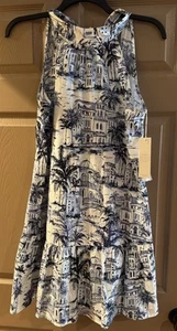Calypso St. Barth blue and white sleeveless halter type dress large NWT - Picture 1 of 9