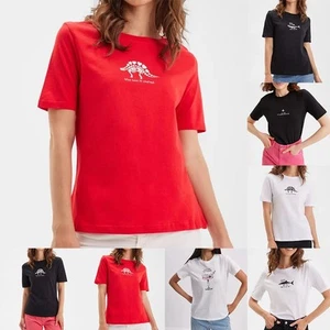 Lightweight Cotton T Shirt with Cartoon Print for Women Casual and Fashion - Picture 1 of 51