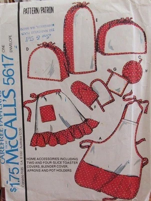 Vintage McCalls 5617 Apron Pot Holder Toaster Blender Appliance Covers Pattern - Image 1 of 2