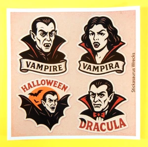 Vintage Style Vampires Halloween Sticker Sheet Style 1 - Picture 1 of 3