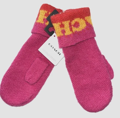 Женские варежки Coach с розовым логотипом блокированные цвет - один размер - розничная цена 75 долл. США - Изображение 1 из 4