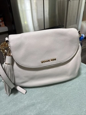 Michael Kors Leather Bedford Medium Flap Shoulder Bag Optic White Crossbody - Image 1 of 3