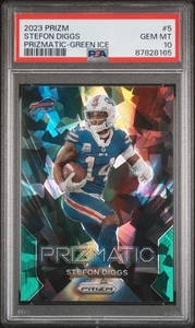 Panini Prizm Prizmatic #5 2023 Stefon Diggs Bills Prizmatic-Green Ice PSA 10 - Imagen 1 de 2