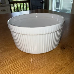 Apilco White Porcelain 6.75" x 3.25" Ribbed Souffle Dish Williams Sonoma - Picture 1 of 4