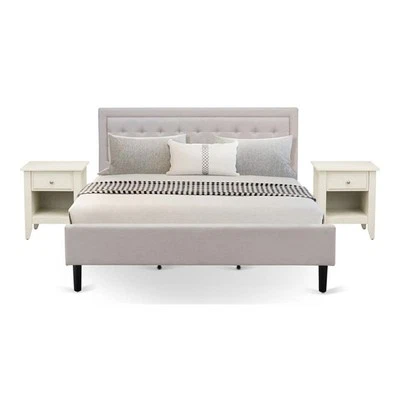 Juego de dormitorio East West Furniture 3 piezas madera king en beige niebla/nogal antiguo Foto 1 de 4