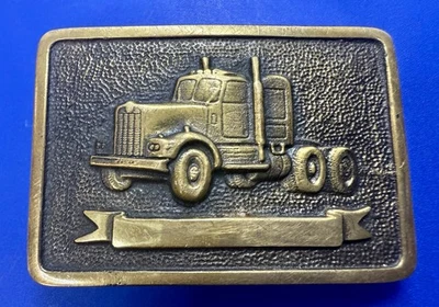 Semi Truck Trucker Big Rig Driver Safety Award Solid Brass 1978 BTS Belt Buckle - Image 1 of 4