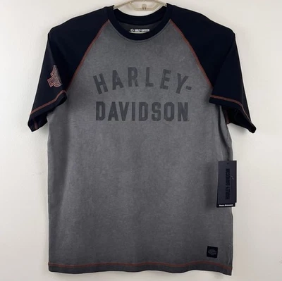 Camiseta Harley Davidson Cuello Redondo Tejida Para Hombre L Gris Negro Barra Escudo Logo Foto 1 de 4