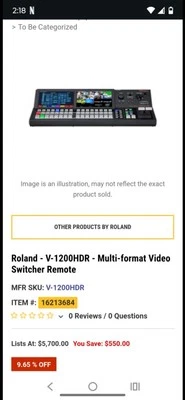 Mando a distancia conmutador de video multiformato Roland -V-1200HDR -  Foto 1 de 2