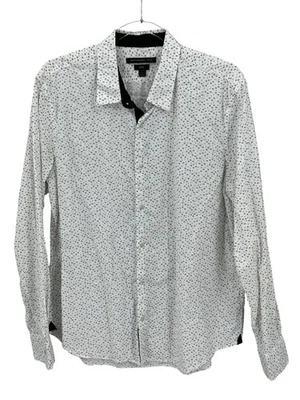 John Varvatos Shirt Mens Large Cream Black Luxe Button Up Long Sleeve Flip Cuffs - Image 1 of 4