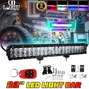 5D 22'' 1200W LED Light Bar Combo RGB Halo Color Chasing Strobe Remote Control - Picture 1 of 12