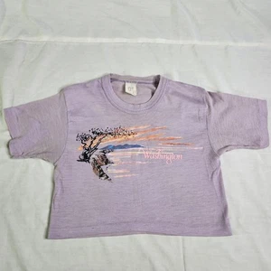 Vintage 1981 Washington Crop Top T-Shirt Single Stitch USA Sz Small 80s - Picture 1 of 8