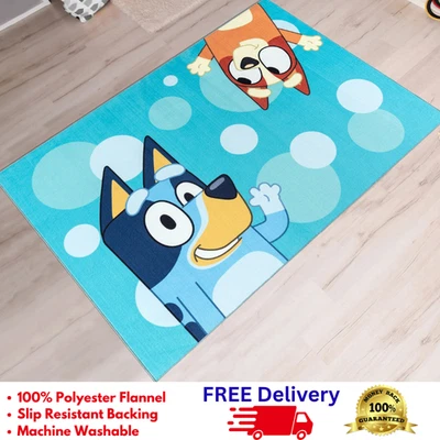 Alfombra Bluey Kids 4’ x 5’10” Lavable a Máquina Antideslizante Suave Bajo los Pie Nueva Foto 1 de 4