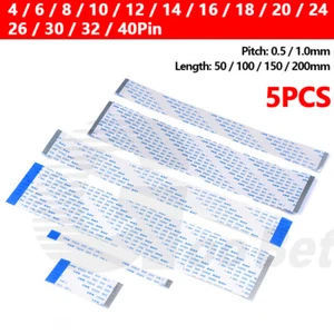 5Pcs 4 6 8 10-40Pin FPC FFC Flexible Flat Cable Ribbon Pitch 0.5/1.0mm AWM 20624 - Picture 1 of 12