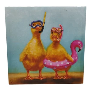 Impresión de arte de pared en lienzo Pool Party Ducks de Lucia Heffernan 12 X 12 pulgadas - Imagen 1 de 8