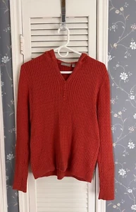 Sudadera con Capucha Croft & Barrow Para Mujer M Naranja Quemado Cuello en V Tejido con Cable Top Usado en Excelente Condición - Imagen 1 de 5