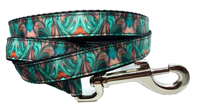 Correa Teal Swirl, 3/4" de ancho elige tu longitud correa para cachorro linda correa para perro Foto 1 de 4