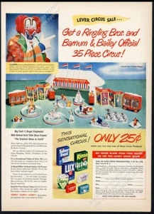 1948 Ringlng Bros payaso Lou Jacobs y juguete circo foto palanca anuncio impreso vintage - Imagen 1 de 7