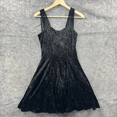 Vestido Maurices Para Mujer S Negro Terciopelo Aplastado Mini De Colección Años 90 Y2K Fiesta Gótica Evento Foto 1 de 4