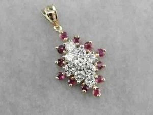 14K Yellow Gold Plated 18" 1.9Ct Round Cut Lab-Created Pink Ruby Women's Pendant - Picture 1 of 5