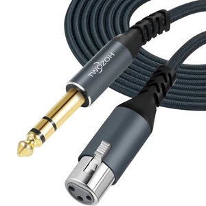 XLR Female to 1/4 TRS Cable 15FT Braided 6.35mm Stereo Jack Balanced to 3pin ... - Picture 1 of 9