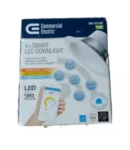 Commercial Electric 4 in Matte White Recessed LED Smart Downlight Bulb T42 NEW - Picture 1 of 4
