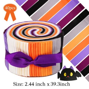 40pcs Fabric Jelly Roll Handwork DIY Patchwork Quilting Fabric Strips Halloween - Picture 1 of 8
