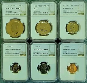 Juego de prueba de 6 monedas del bicentenario 1976-Estados Unidos como nuevo - Imagen 1 de 3