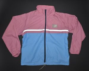 New Balance Vintage Running Jacket Womens Med Pink Blue Track Full Zip Reflectiv