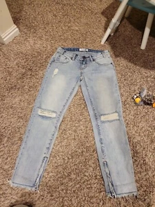 One Teaspoon Womens Jeans Destroyed Zippers Skinny Light Wash 26 One X freebirds - Picture 1 of 9