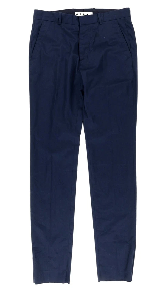 Pantalones chinos informales de tiro medio Marni para hombre 141900 de algodón liso azul marino talla 46 Foto 1 de 3