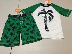 NWT Gymboree Boys Palm Swimsuit Rash Guard trunk Shorts Set UPF 50+ Many size - Picture 1 of 3