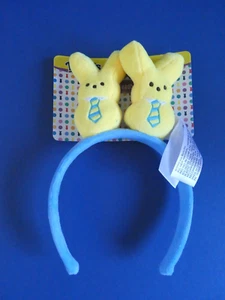 NEU MIT ETIKETT JUST BORN/DANDEE PEEPS HASE STIRNBAND - GELB MIT BLAUEN STREIFEN ZUM BINDEN - Bild 1 von 4