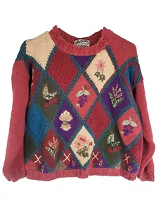 VTG Heirloom Collectibles Sweater Womens Sz M RED Embroidered FRUITS - Picture 1 of 9
