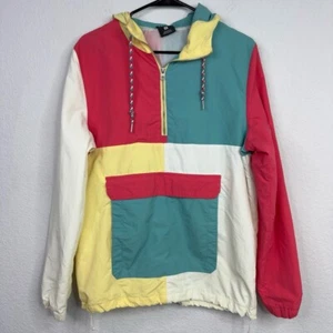 Empyre Sweatshirt Mens S Colorblock Half Zip Hooded Windbreaker Y2k Streetwear - Picture 1 of 10